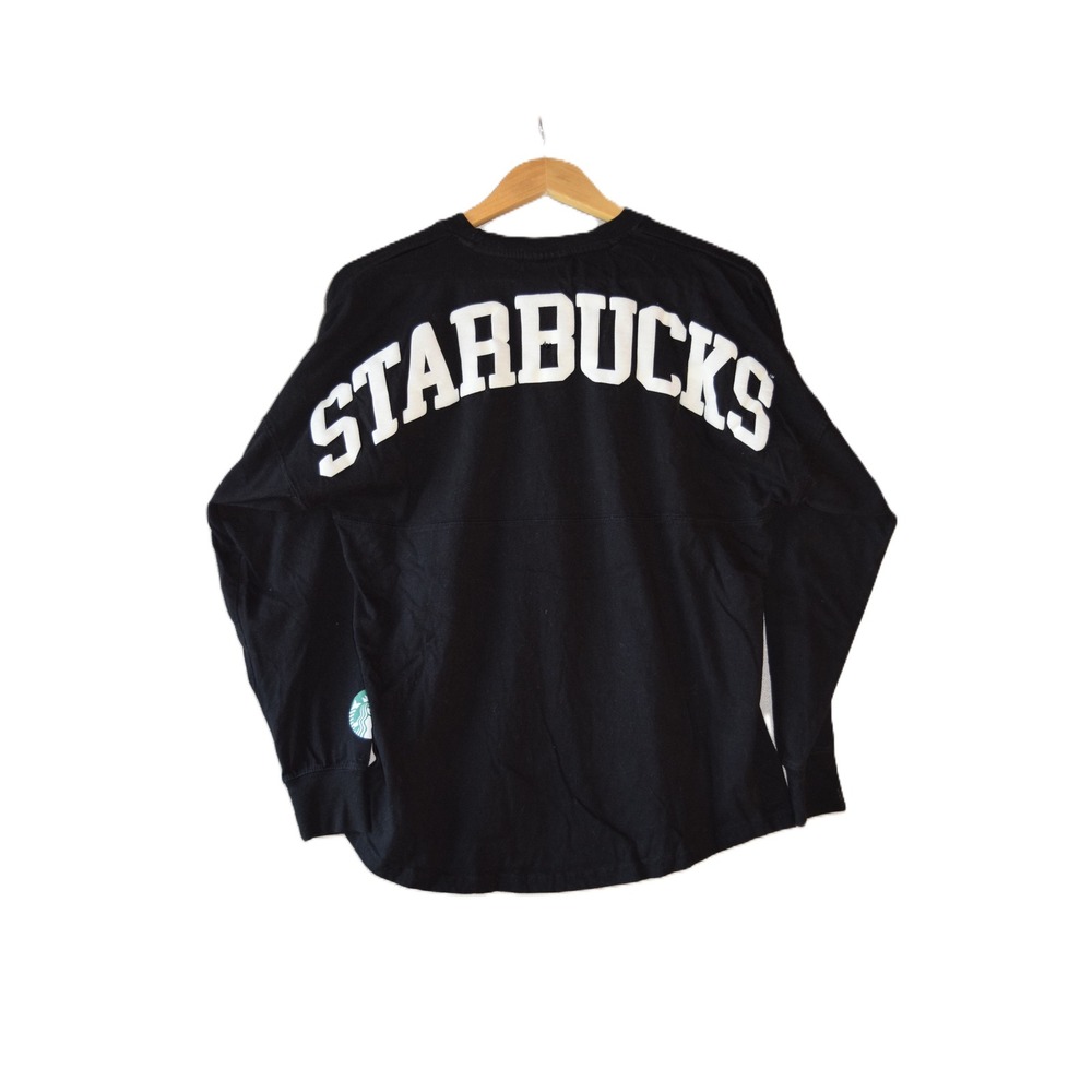 Starbucks Spirit Jersey J. America Shirt Small Black Long Sleeve Puff Print Fair
